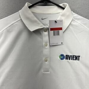 Nike Dri-FIT Polo Shirt White Avient Logo Men’s Large‎ NWT